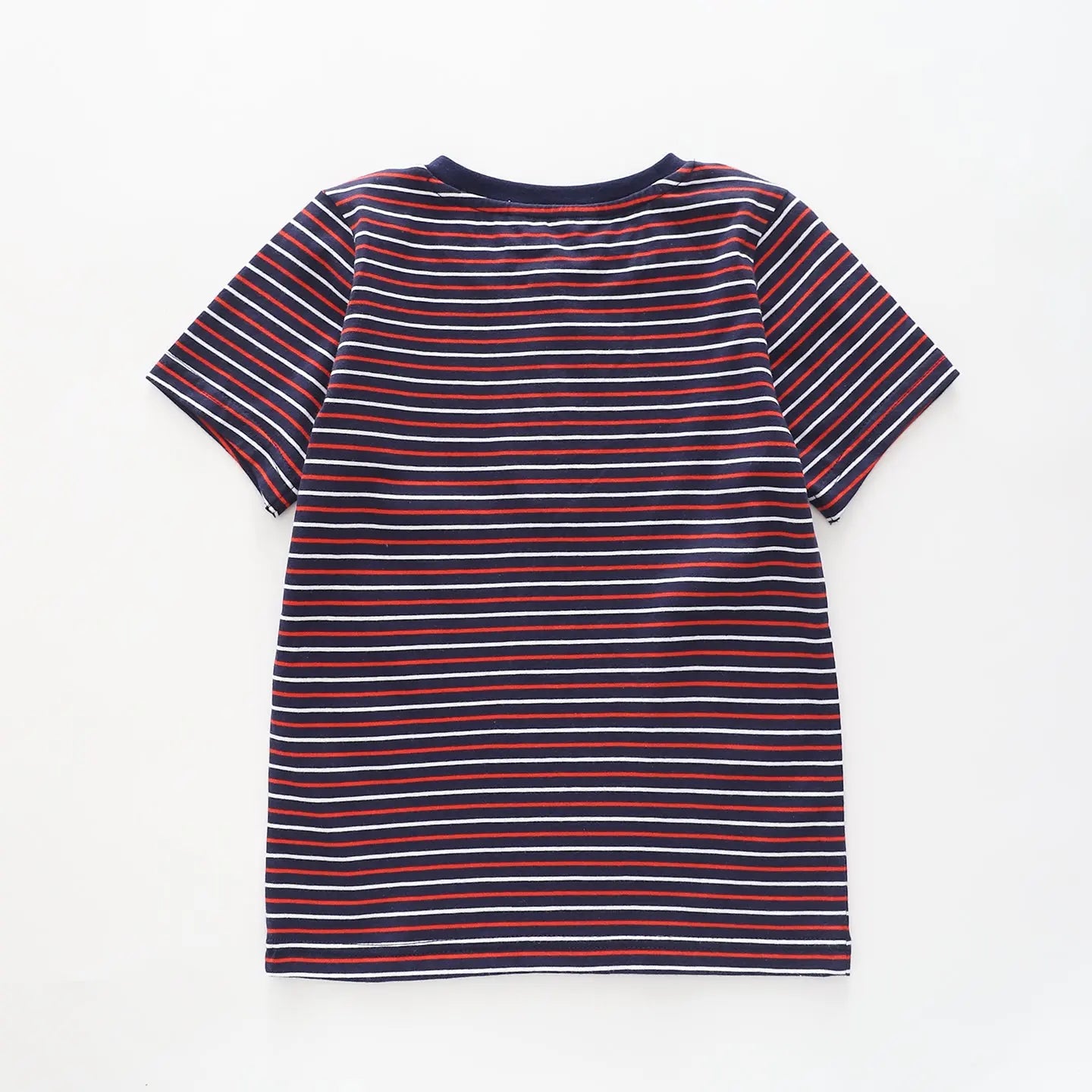 Boy's Navy, Red And White Striped Henley T-shirt Ollies Place