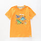 Boy's Orange T-shirt With  Dinosaur infographic Print Ollies Place