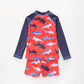 Boy's Red Swim With Sharks Print Two Piece Boy's Swimsuit Set Ollies Place