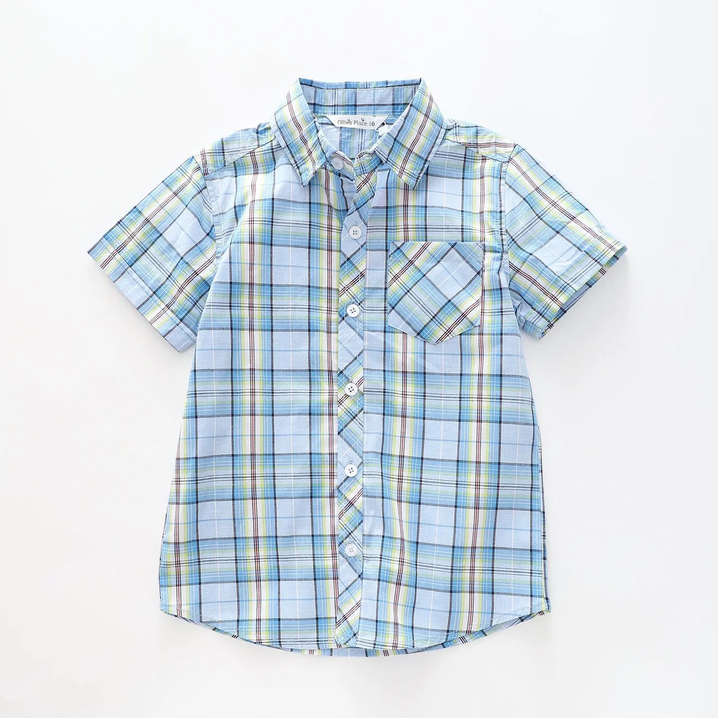 Boy's Sky Blue Checked Collared Shirt Ollies Place