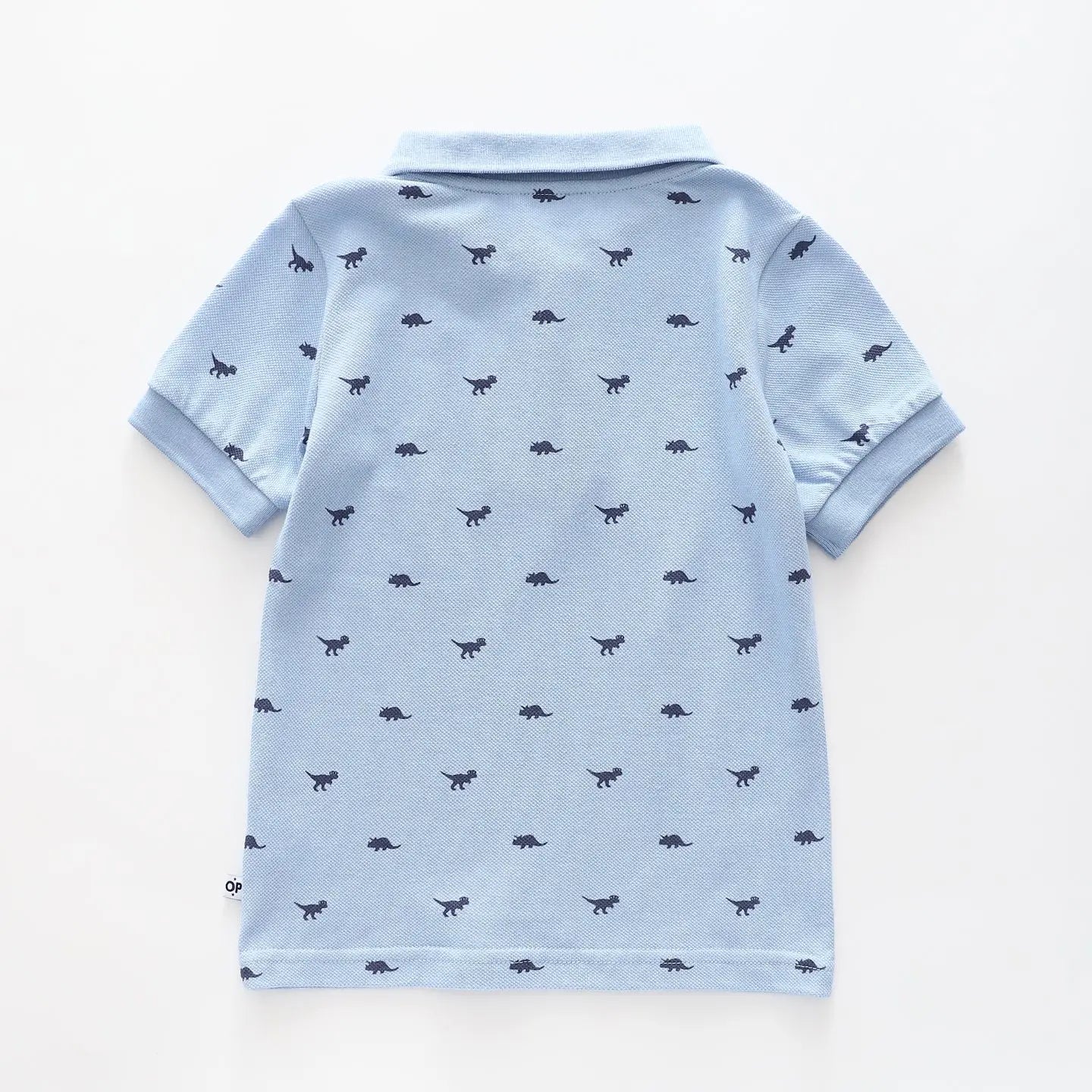 Boy's Sky Blue Polo Shirt With Dinosaur Print Ollies Place