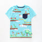 Boy's Sky Blue T-shirt With Pixel Dinosaur Print Ollies Place