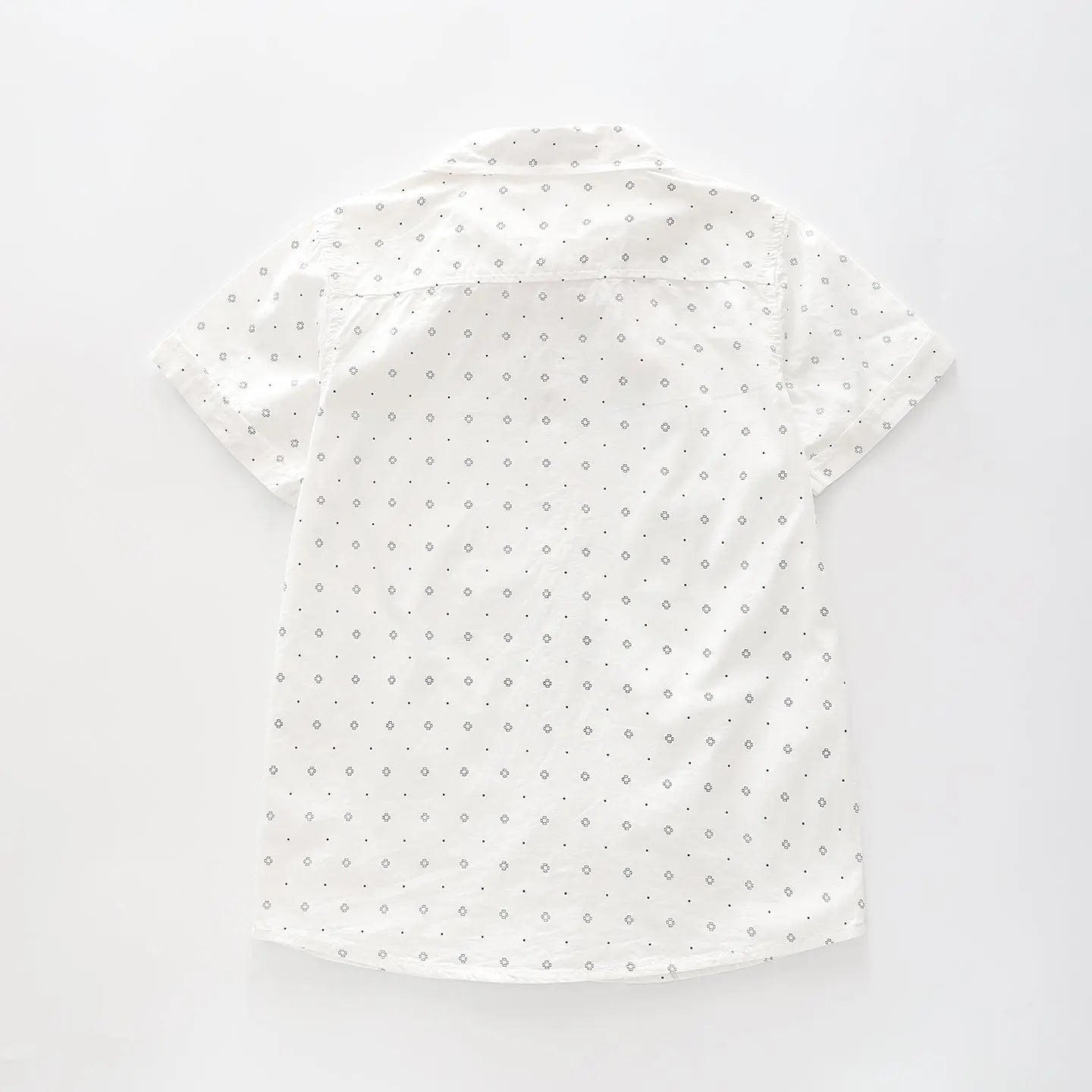 Boy's White Button-down Shirt With geometric Print Ollies Place