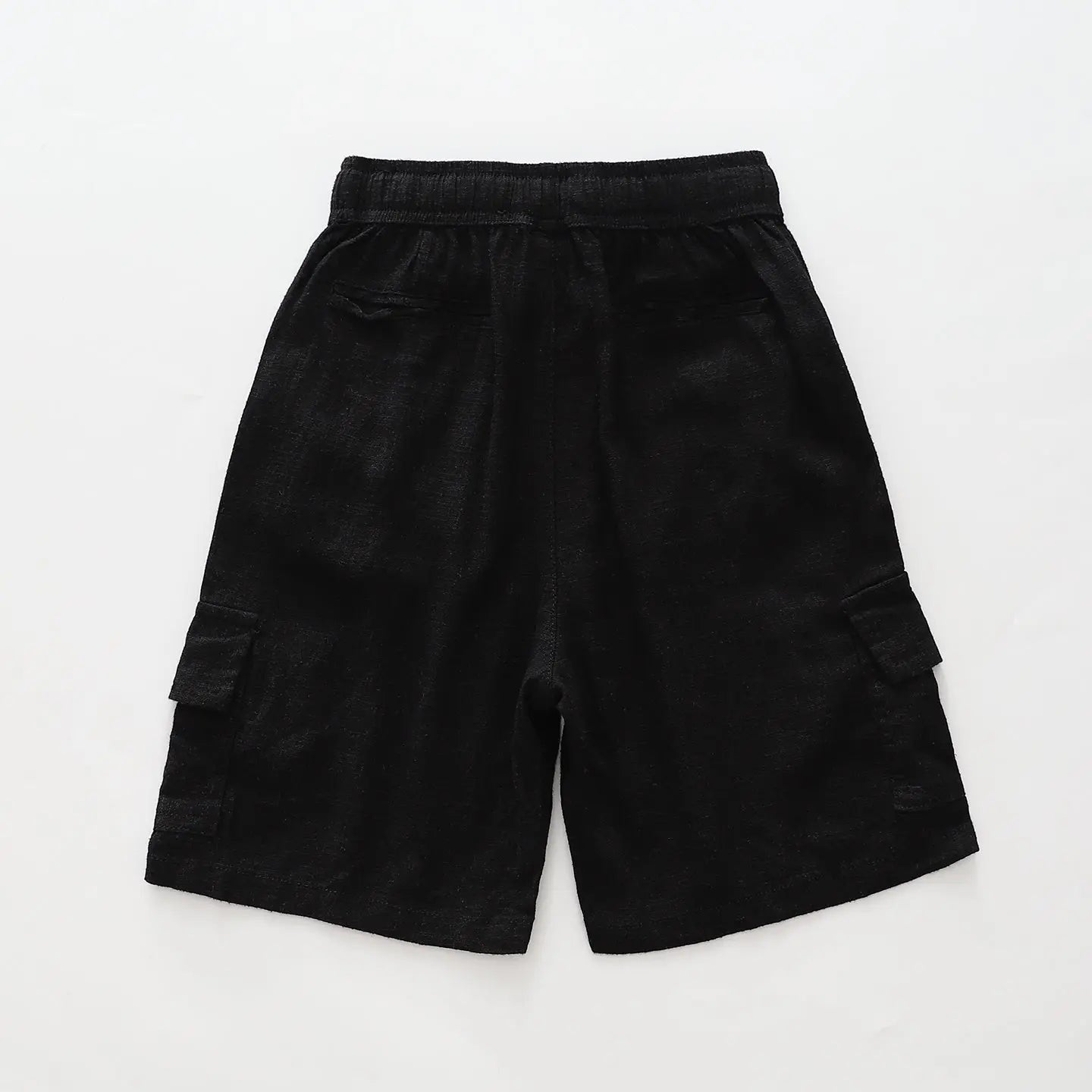 Boys Black Linen Blend Cargo Shorts Ollies Place