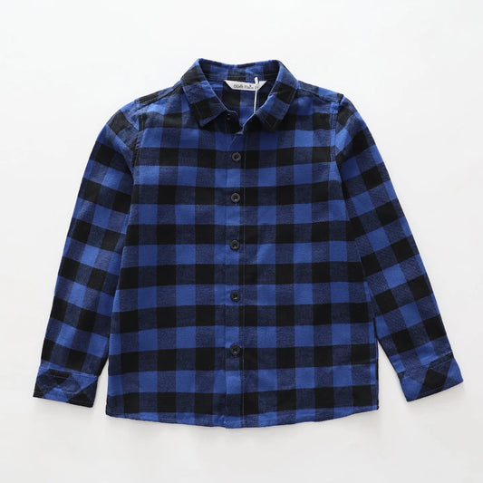 Boys Blue Buffalo Check Long Sleeve Shirt Ollies Place