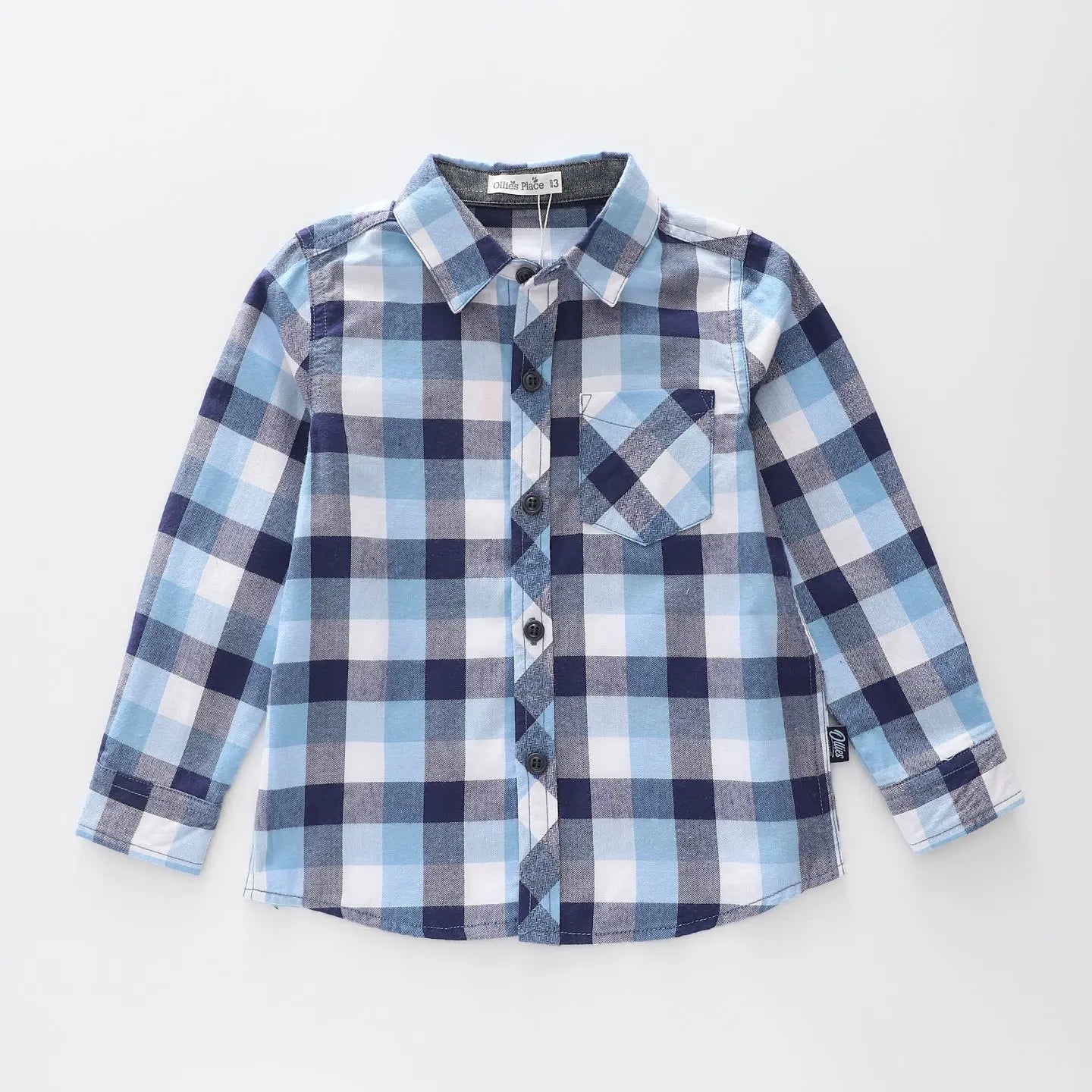 Boys Blue Check Cotton Shirt Ollies Place