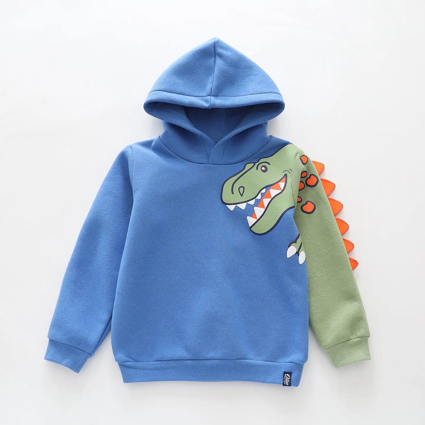 Boys Dino Spike Cotton Fleece Hoodie – Blue -Ollies Place