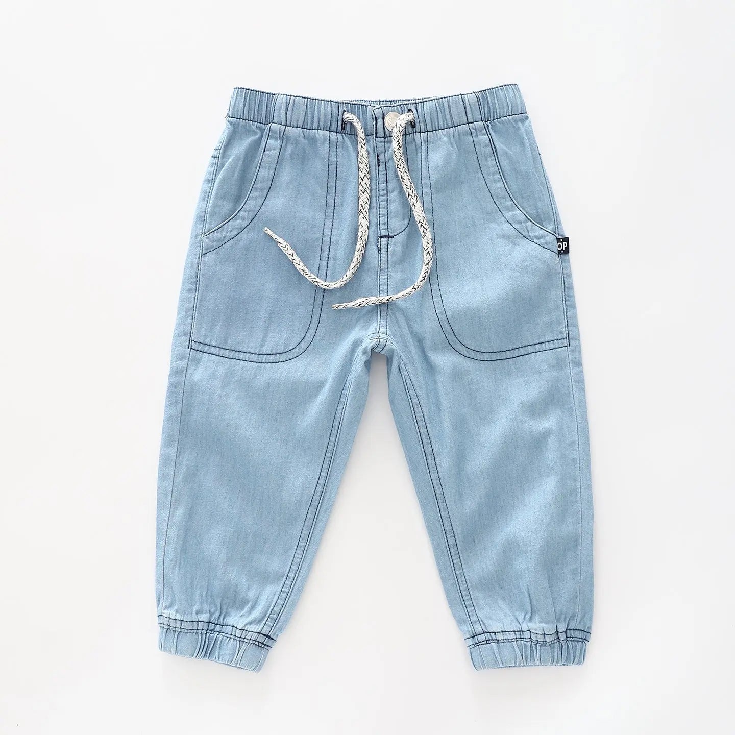 Boys Light Blue Denim Jogger Pants Ollies Place
