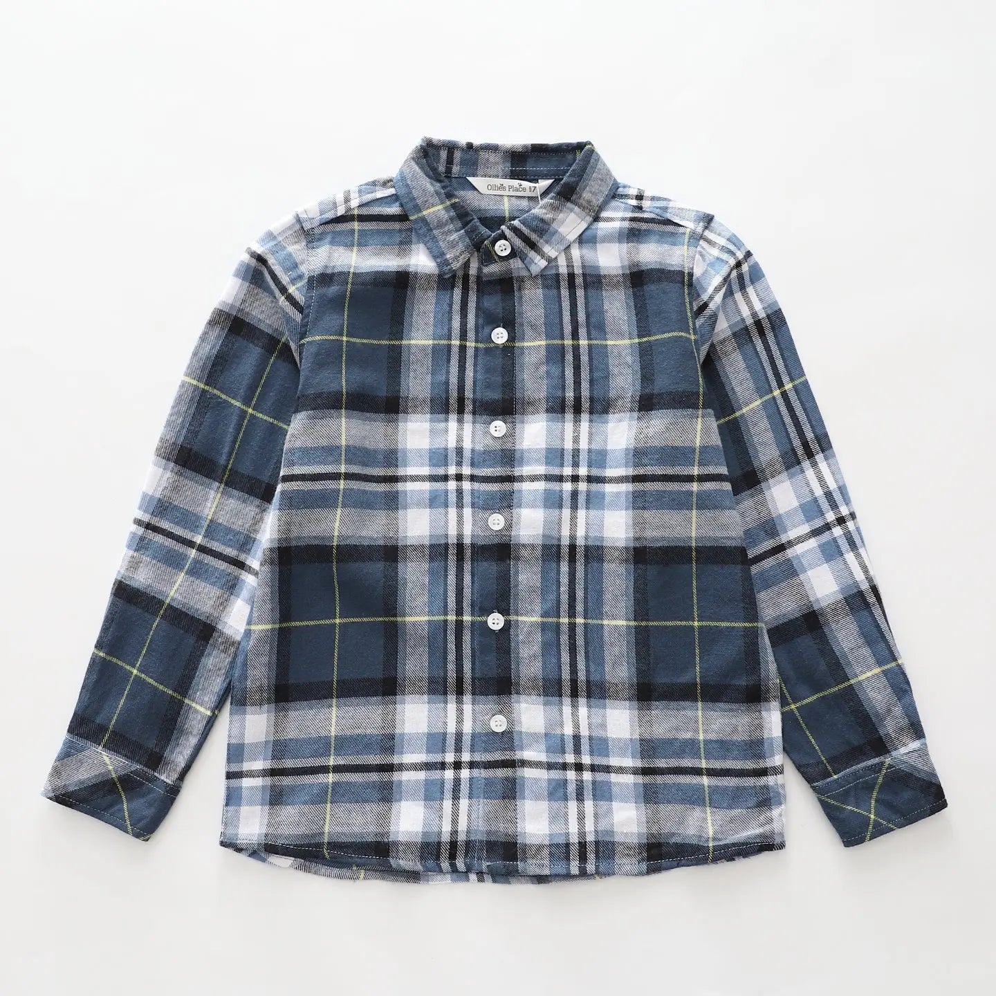 Boys Navy Check Long Sleeve Shirt Ollies Place