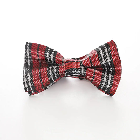 Boys' Patterned Bowtie - Red Tartan Ollies Place