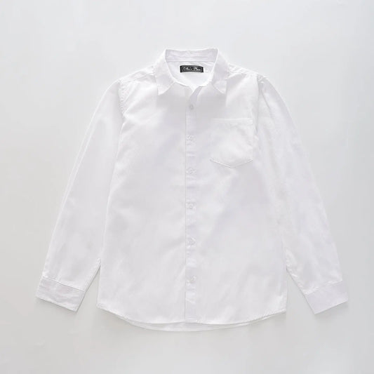 Boys' White Tweel Weave Button-Up Dress Shirt size 8 - 13 years Ollies Place