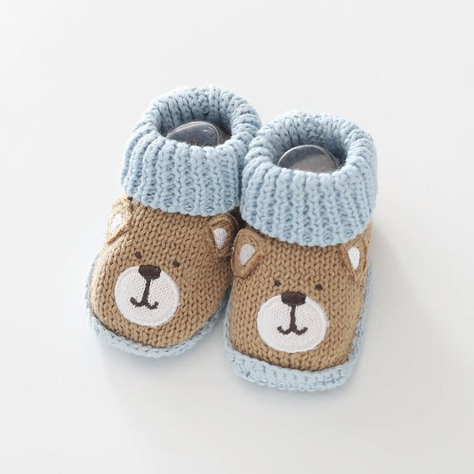 Brown Bear Knit Booties Ollies Place
