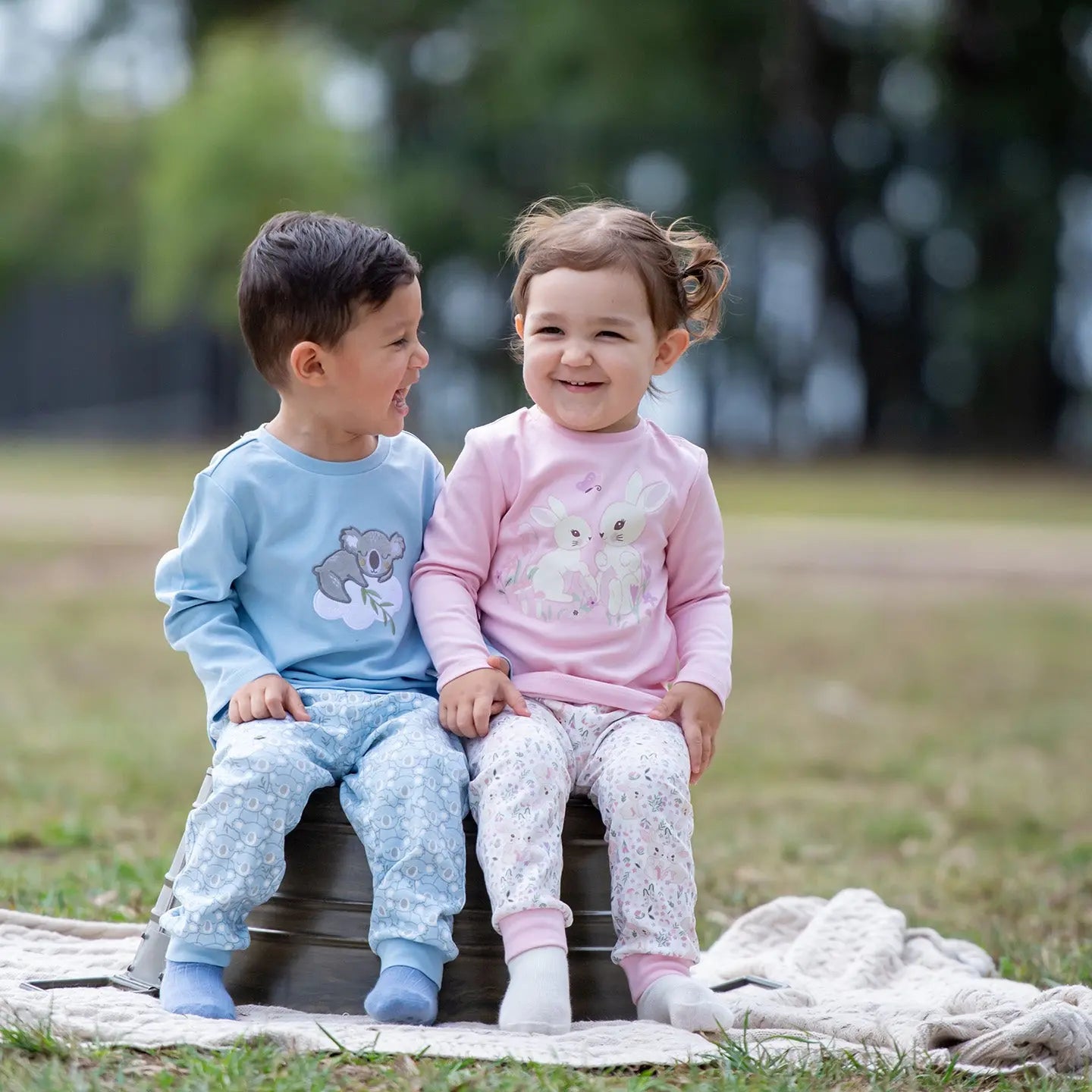 Bunny Print LS PJs Set Ollies Place