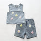 Butterfly & Daisy Denim Top and Shorts Set Ollies Place