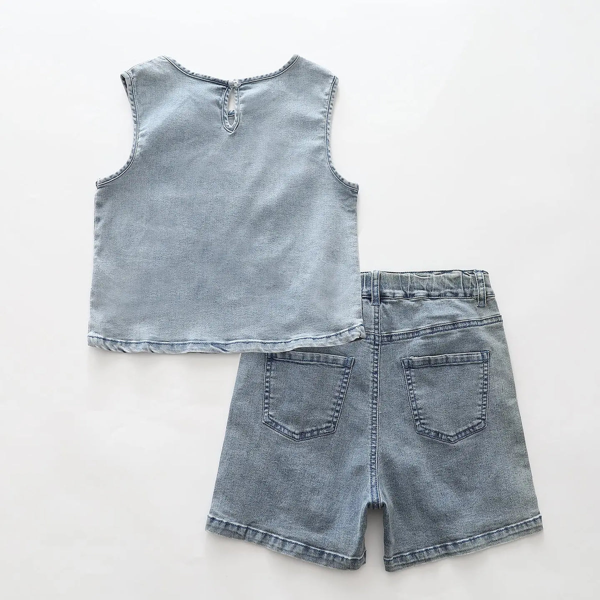 Butterfly & Daisy Denim Top and Shorts Set Ollies Place