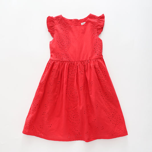 Red Cotton Lace Dress Ollies Place