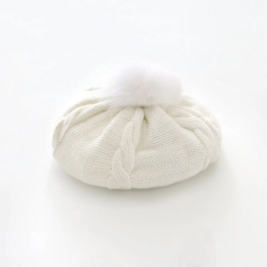 Cable Knit Pom Pom Beret Ollies Place
