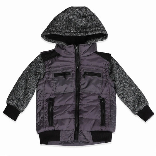 Camo Kid Charcoal Hooded Puffer Jacket - Toddler Boy Ollies Place