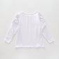 Classic Long Sleeve White  Tee With Scoop Neck And Ruching Sleeve Details Ollies Place