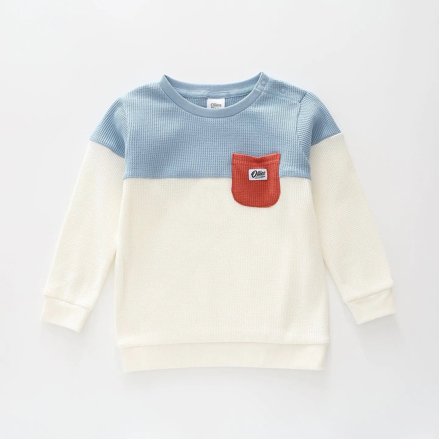 Colour Block Waffle Sweat Top Ollies Place