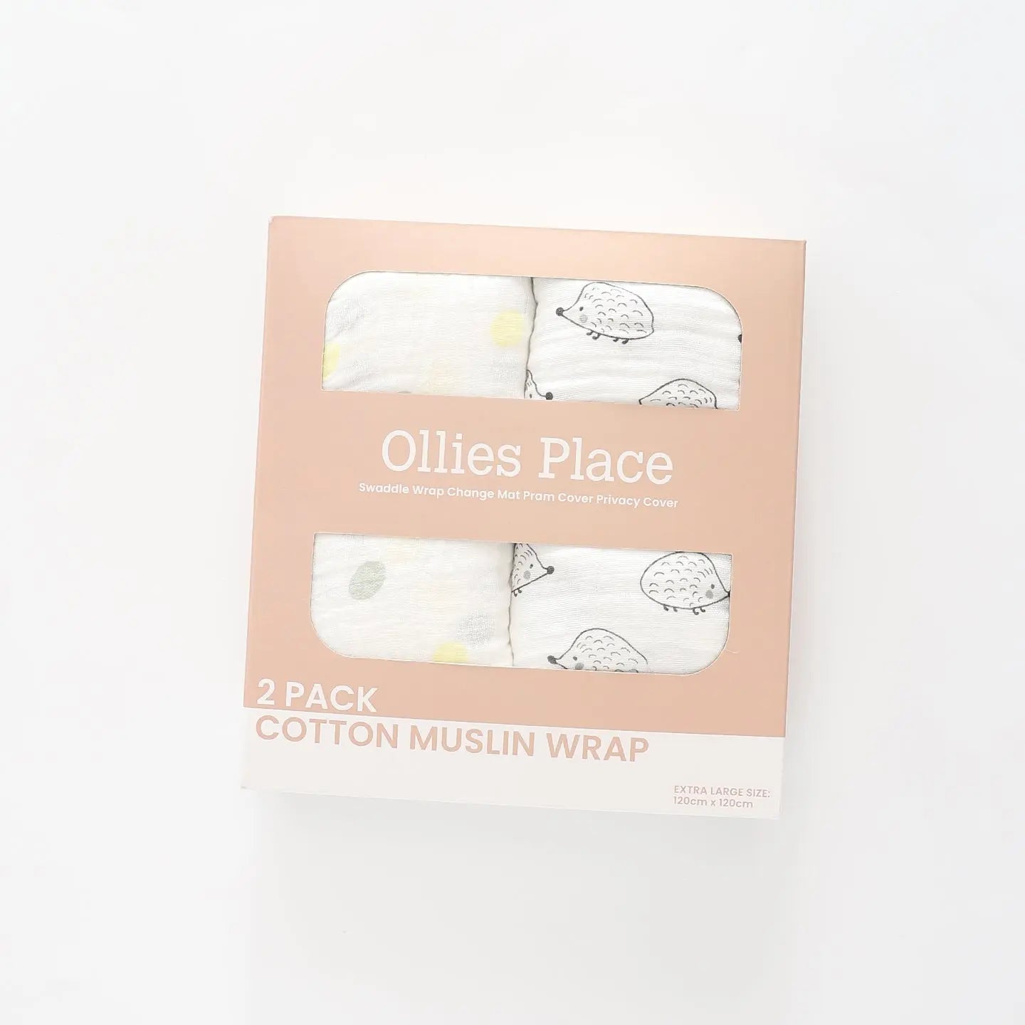 Cotton Muslin Wraps, Grey 2 Pack Ollies Place