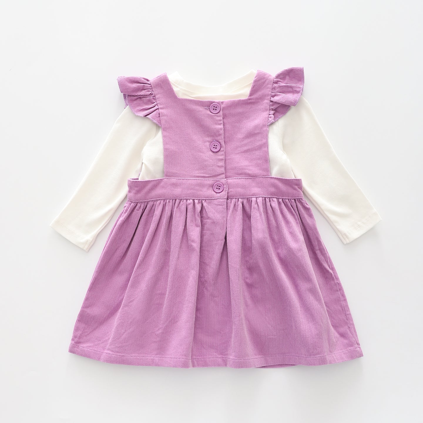 Woodland Miss Lilac Cord Pinafore Dress Set Toddler Girl