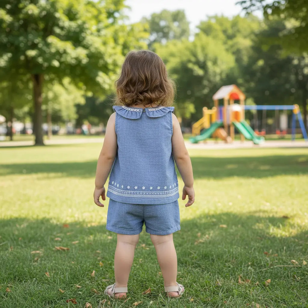 Daisy Chambray Outfit Set Ollies Place