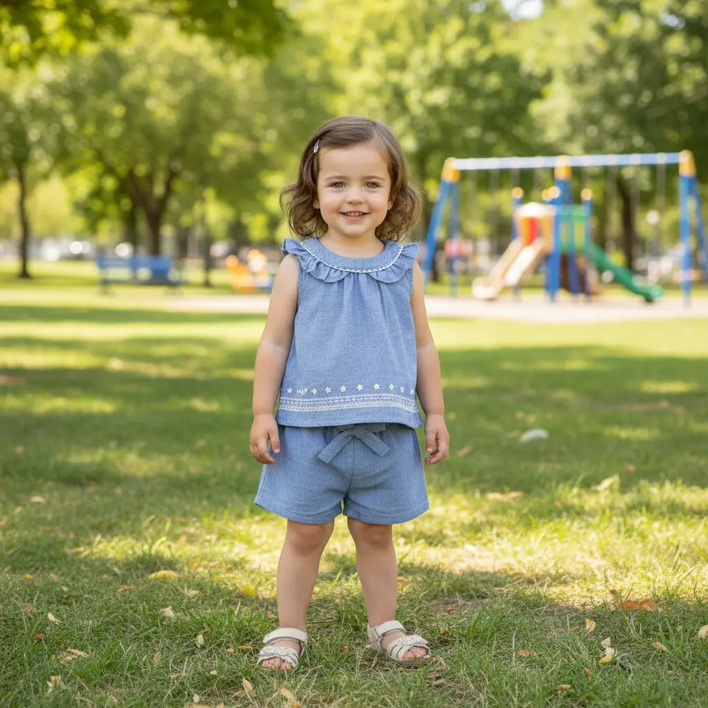 Daisy Chambray Outfit Set Ollies Place