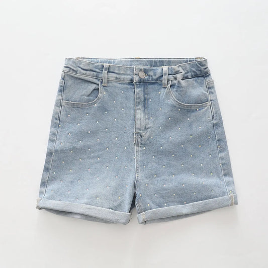 Dazzling Diamonte Denim Shorts Ollies Place