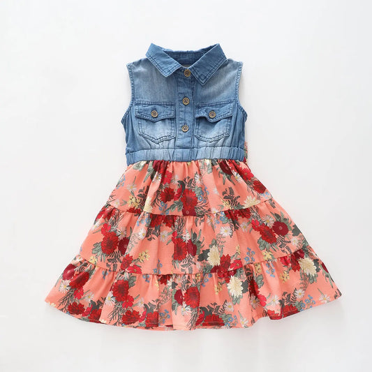 Denim Floral Dress Ollies Place