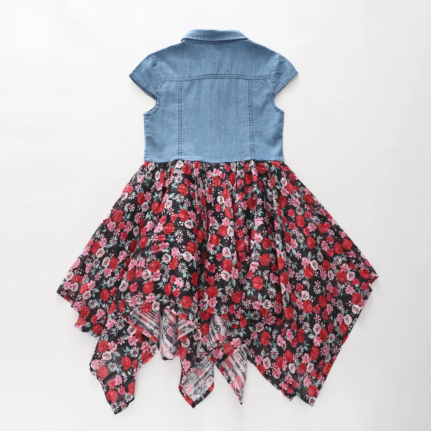 Denim and Rose Print Dress Ollies Place