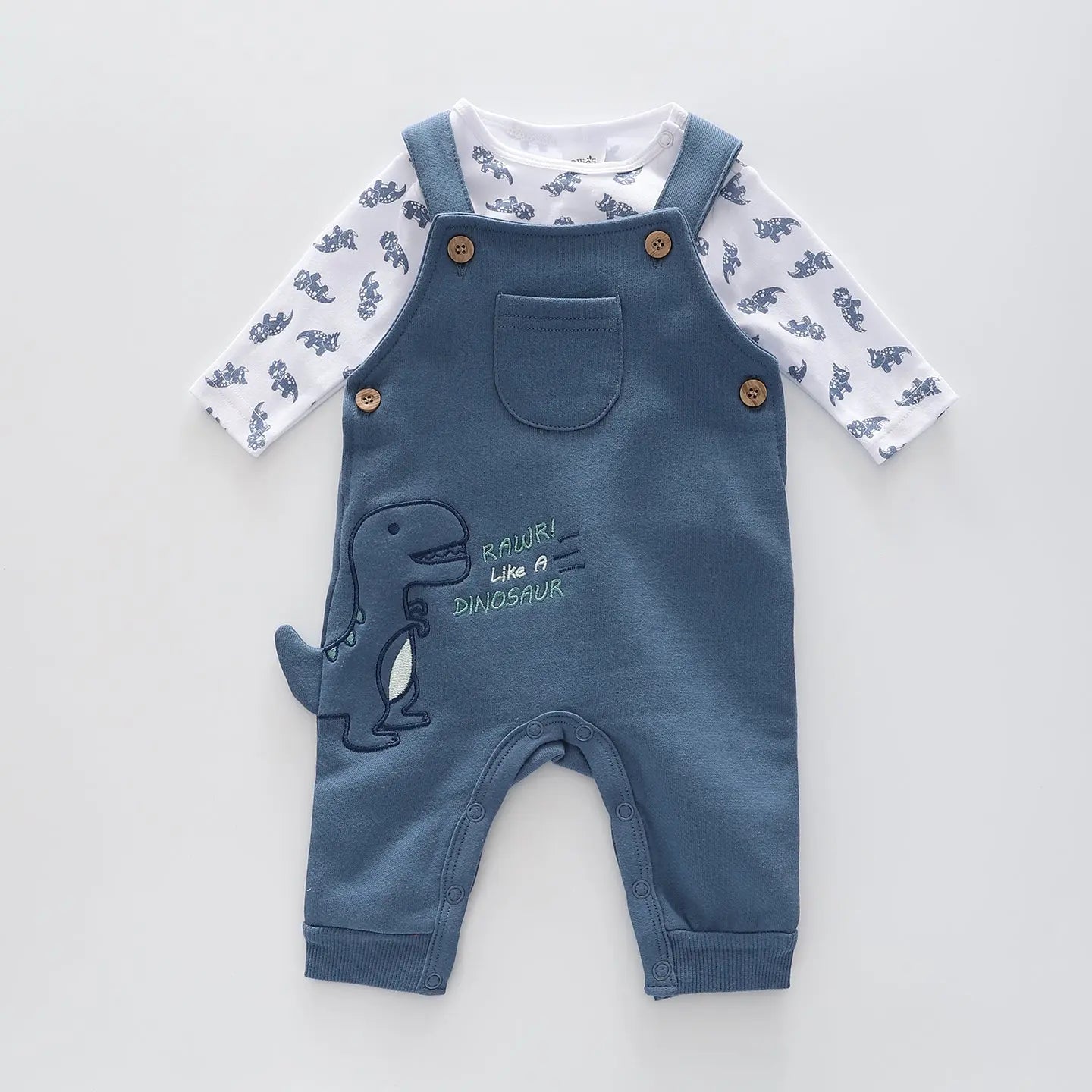 Baby Overrals Dino Baby Overalls Set - Ollies Place Kidswear