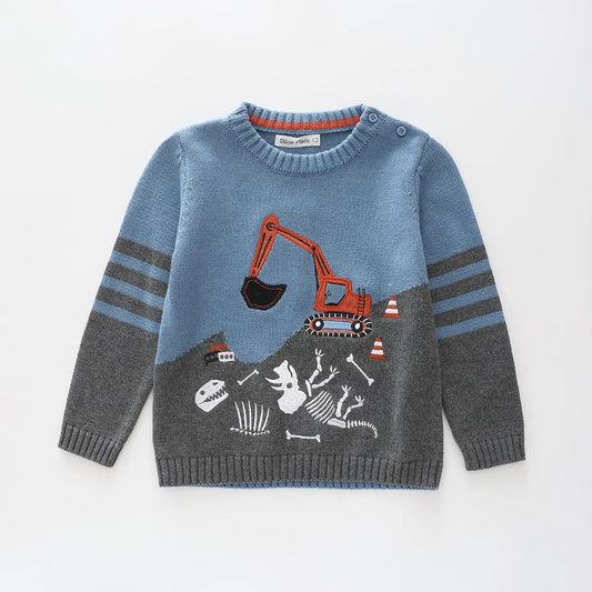 Dino Digger Knit Jumper Ollies Place