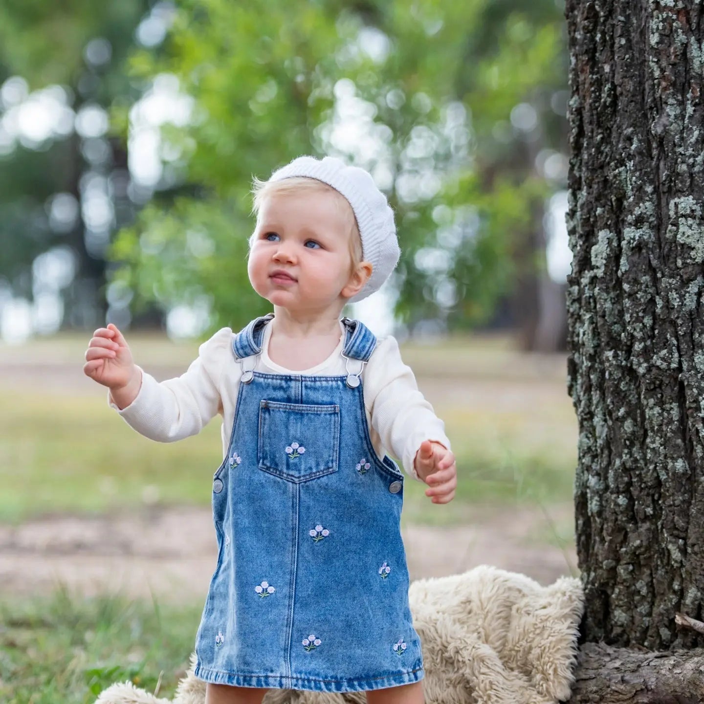 Ditsy Denim Pinafore Outfit Ollies Place