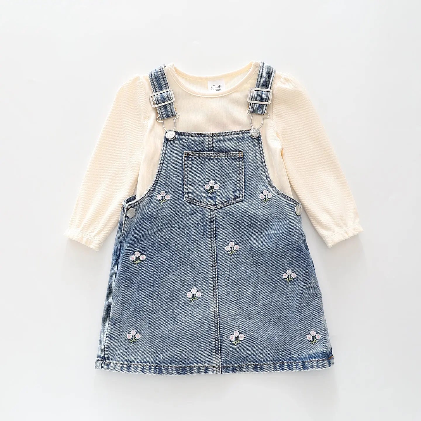 Ditsy Denim Pinafore Outfit Ollies Place