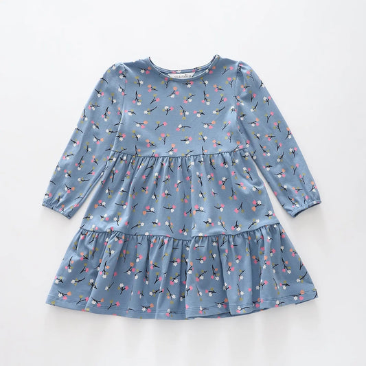 Ditsy Floral Blue LS Dress Ollies Place