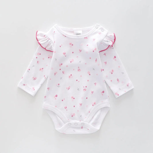 Ditsy Floral Print Bodysuit, Baby Girl Bodysuit Ollies Place