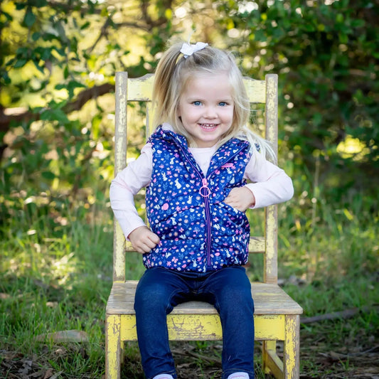 Ditsy Hooded Puffer Vest Ollies Place