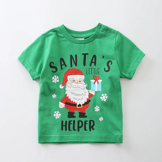 EPCH4172 Santa????s Little Helper Slogan Print Kids Christmas Clothes Ollies Place