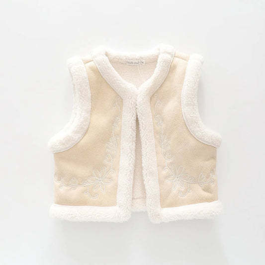 Embroidered Sherpa Vest Ollies Place