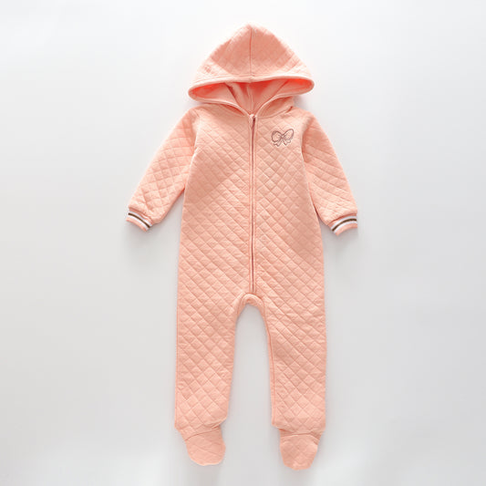 Baby Girls Quilted Peach Romper Ollies Place