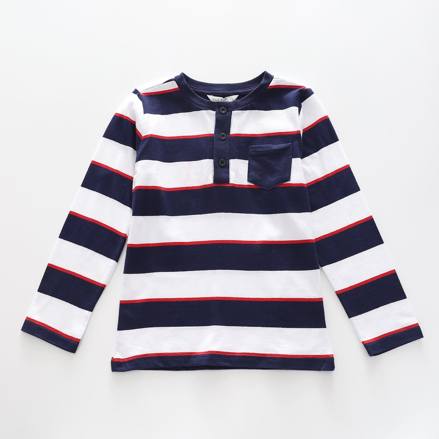 Boys' Blue Stripe Henley Top Ollies Place