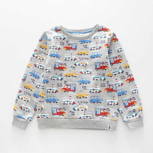 Junior Boys' Vehicle Print Sweat Top Ollies Place