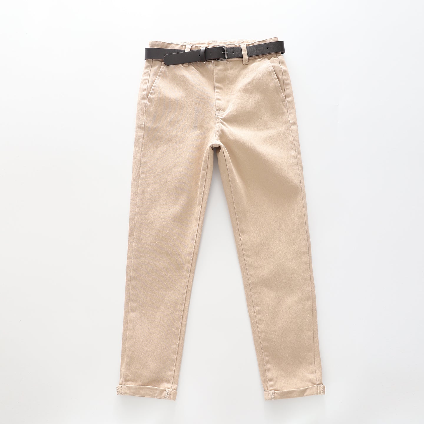 Junior Boys' Sand Chinos and Dark Brown Belt Combo Ollies Place