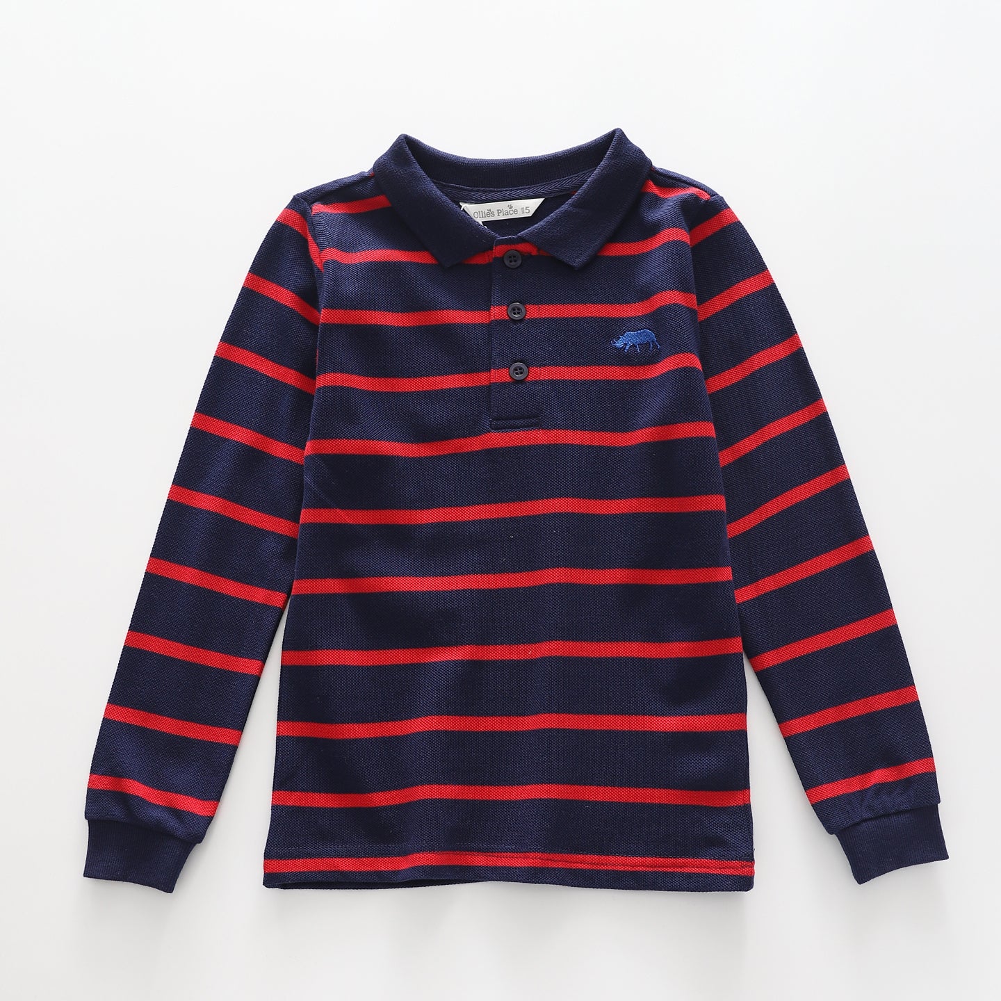 Boys' Racing Red Stripe Long-Sleeve Polo Ollies Place