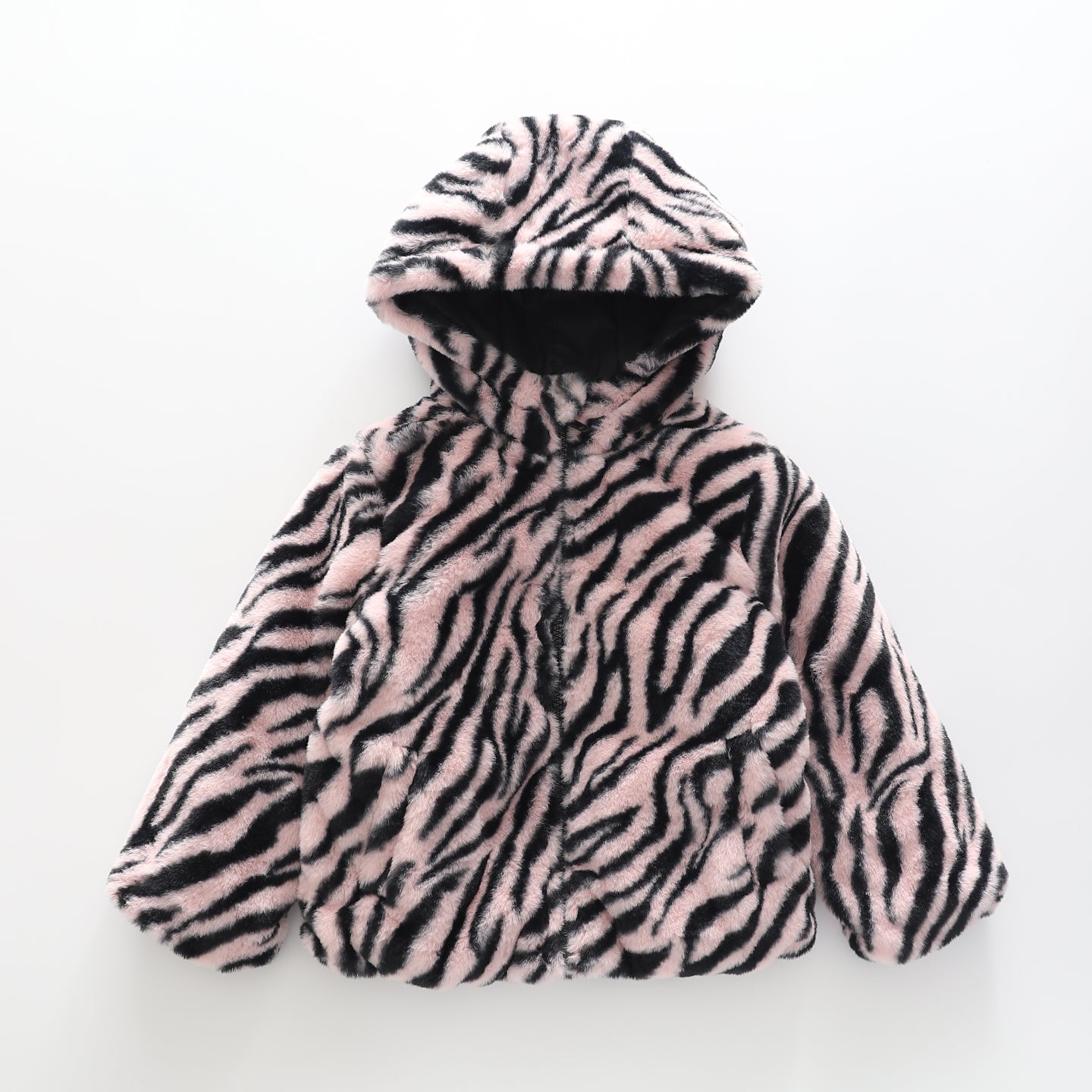 Girls' Faux Fur Zebra Print Jacket Ollies Place