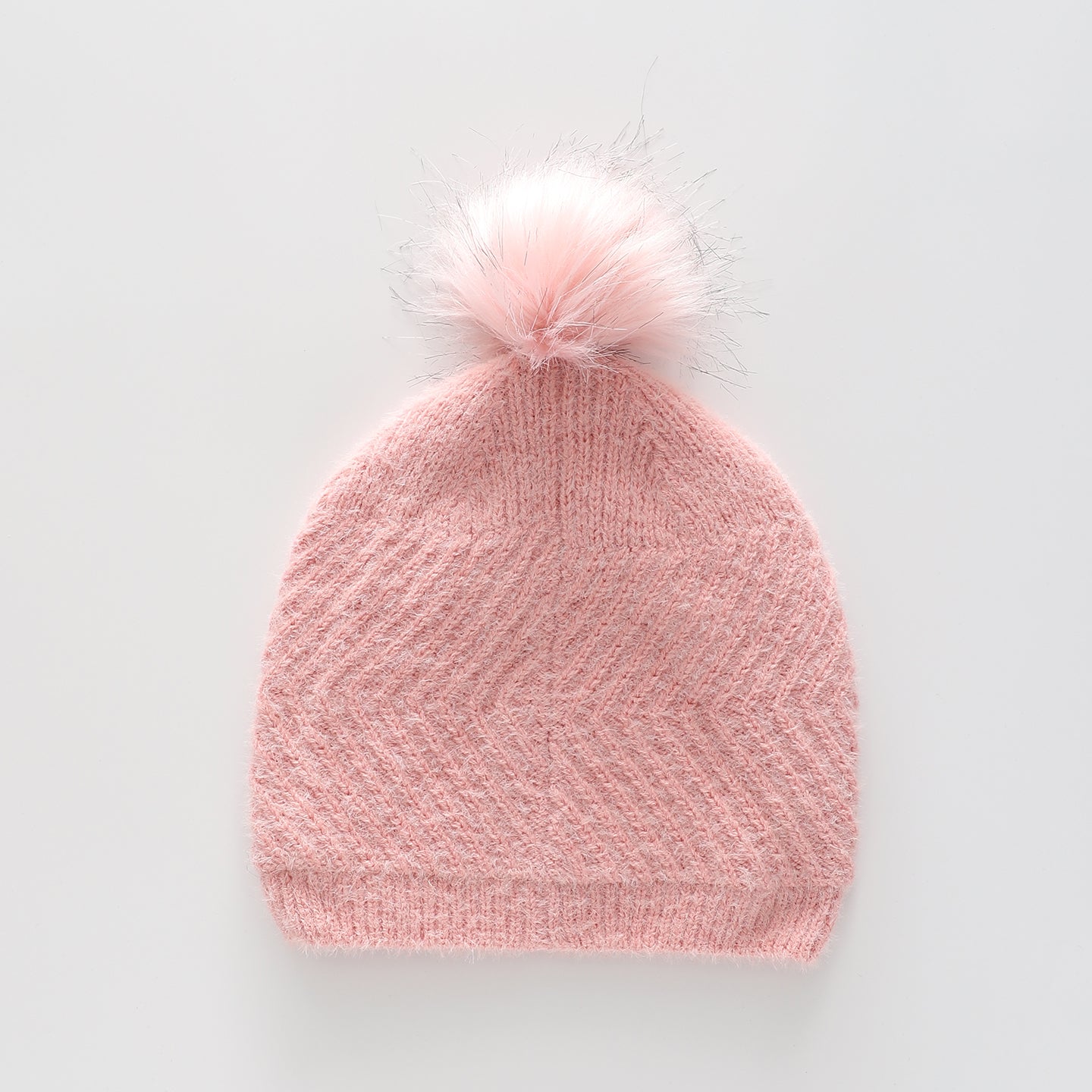 Girls' Pink True Knit Beanie with Pompom Ollies Place