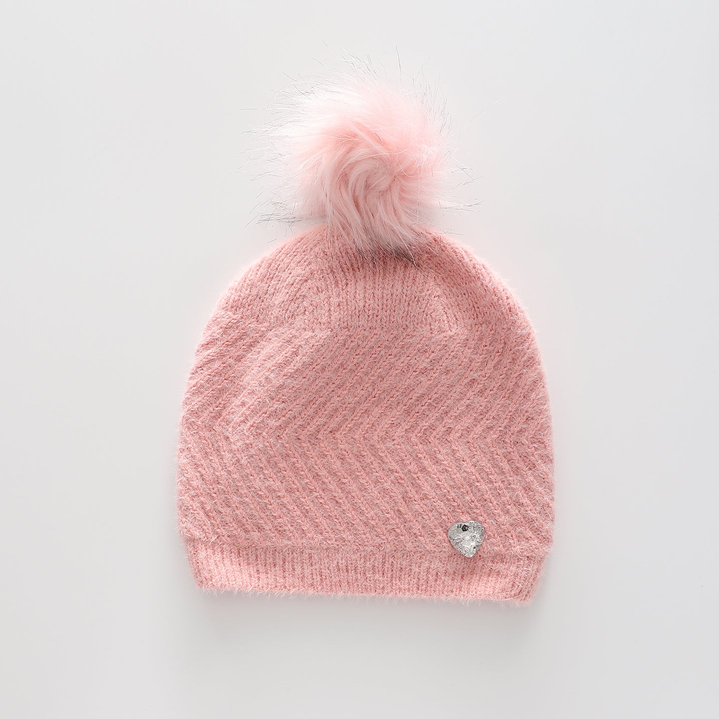 Girls' Pink True Knit Beanie with Pompom Ollies Place