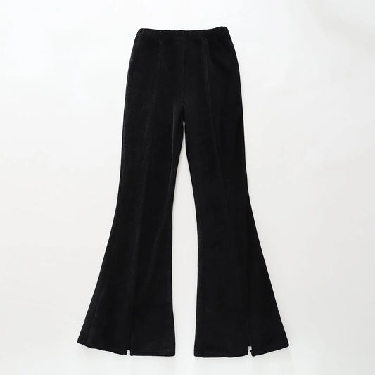 Flared Black Velour Pants Ollies Place