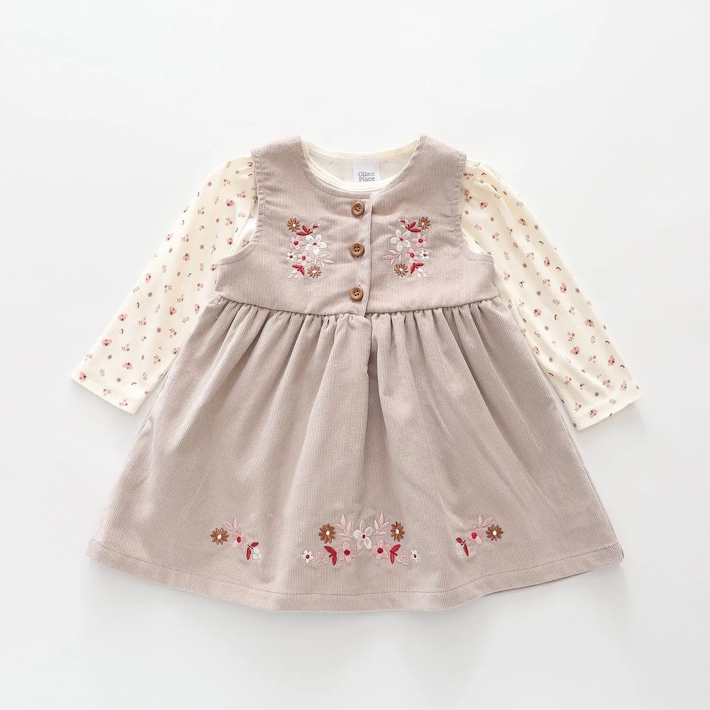 Floral Cord Pinafore Set Ollies Place